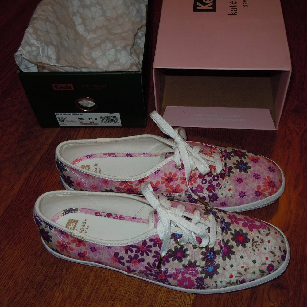 KATE SPADE NY KEDS FLORAL SNEAKERS IN BOX SZ 9.5 ‘PACIFIC PETALS’